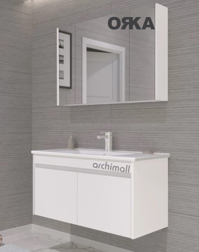 Orka Side 100 cm Kapaklı Asma Banyo Dolabı