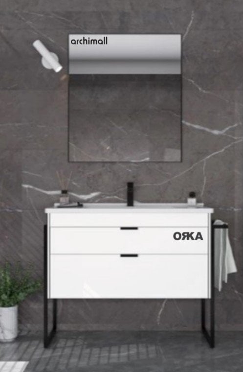 Orka Trio 100 cm Çekmeceli Ayaklı Banyo Dolabı